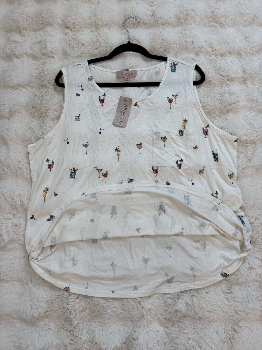 Philosophy White Sleeveless Tank with Colorful Cocktail Print - Picture 3 of 7